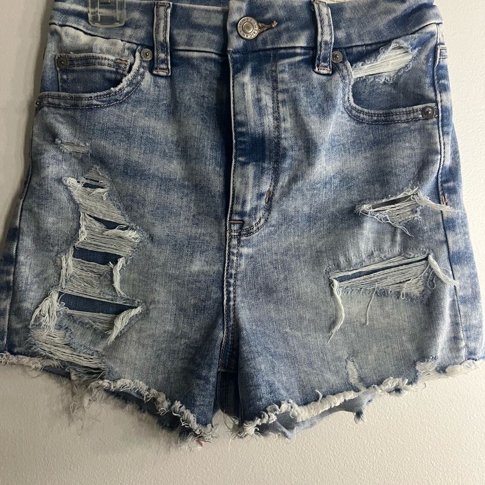 American Eagle Outfitters Blue Distressed Jean Shorts